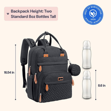 Diaper Bag Backpack - Tote - Multi Function Waterproof Diaper Bag, Travel Essentials Baby Bag with Changing Pad, Stroller Straps & Pacifier Case - Unisex, Black