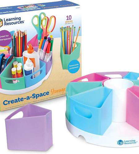 Create-A-Space Storage Center, 10 Piece Set - Desk Organizer for Kids, Art Organizer for Kids, Crayon Organizer, Homeschool Organizers and Storage