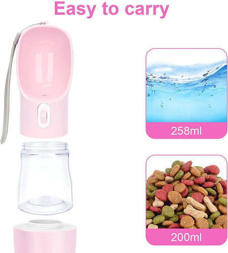 Dog Water Bottle Portable Pet Water Bottle Leak Proof Dog Water Dispenser and Food, Lightweight Dog Travel Water Bottle Bowl for Walking and Trave