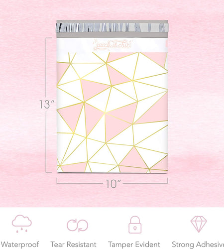 - 10X13 (100 Pack) Mosaic Triangle Poly Mailer Envelope Plastic Custom Mailing & Shipping Bags - Self Seal