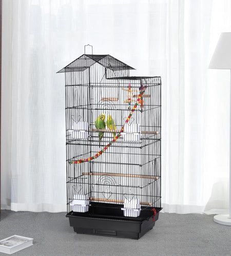 39-Inch Roof Top Large Flight Parrot Bird Cage for Small Quaker Parrot Cockatiel Sun Parakeet Green Cheek Conure Budgie Finch Lovebird Canary Pet Bird Cage W/Toys