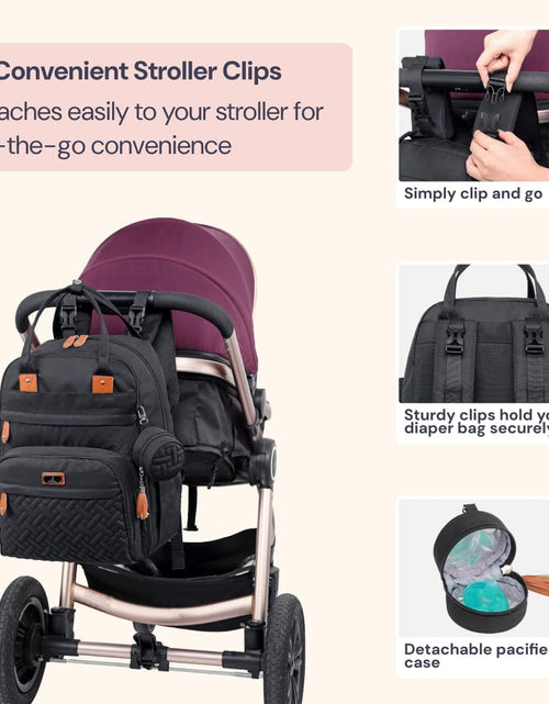 Load image into Gallery viewer, Diaper Bag Backpack - Tote - Multi Function Waterproof Diaper Bag, Travel Essentials Baby Bag with Changing Pad, Stroller Straps &amp; Pacifier Case - Unisex, Black
