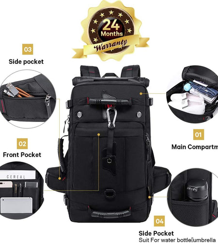 Travel Backpack, Carry on Backpack Durable Convertible Duffle Bag Fit for 17.3 Inch Laptop for Men and Women(Large 40L)