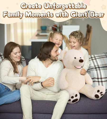 Giant Teddy Bear with Big Footprints Big Teddy Bear Plush Stuffed Animals (Beige, 39 Inches)