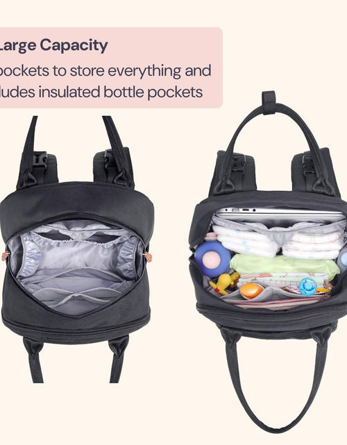 Load image into Gallery viewer, Diaper Bag Backpack - Tote - Multi Function Waterproof Diaper Bag, Travel Essentials Baby Bag with Changing Pad, Stroller Straps &amp; Pacifier Case - Unisex, Black
