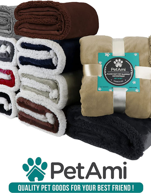 Load image into Gallery viewer, Waterproof Dog Blanket for Bed, Couch, Sofa | Waterproof Dog Bed Cover for Large Dogs, Puppies | Sherpa Fleece Pet Blanket Furniture Protector | Reversible Microfiber
