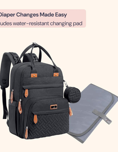 Load image into Gallery viewer, Diaper Bag Backpack - Tote - Multi Function Waterproof Diaper Bag, Travel Essentials Baby Bag with Changing Pad, Stroller Straps &amp; Pacifier Case - Unisex, Black

