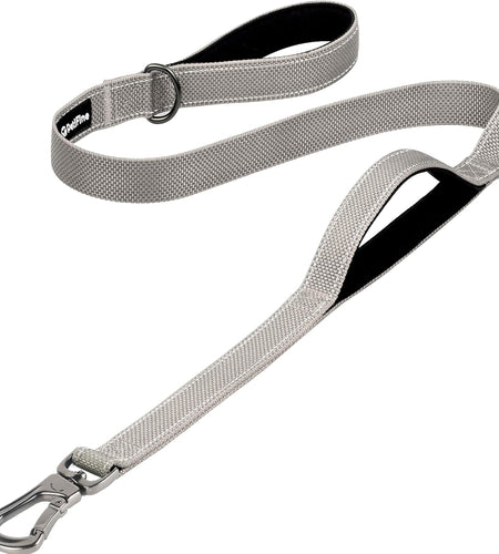 4FT Heavy Duty Dog Leash with Soft Padded Double Handle, Durable Strong Clasp Dog Leashes, Reflective Nylon Walking Lead for Large,Medium,Small Breed Dogs, Grey